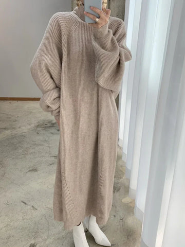 Getadme New in Women's Winter Sweater Dress Korean Version Pullover Jersey Long Dresses Fashion Streetwear Elegant Women's Clothing